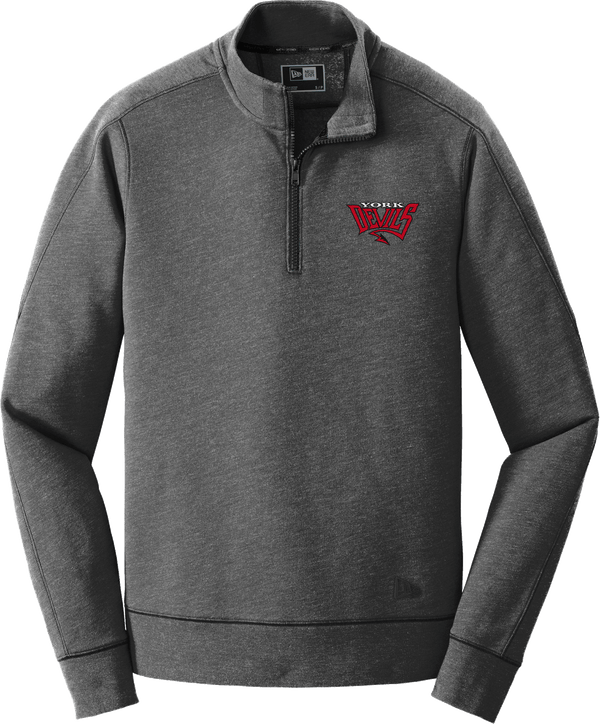 York Devils New Era Tri-Blend Fleece 1/4-Zip Pullover