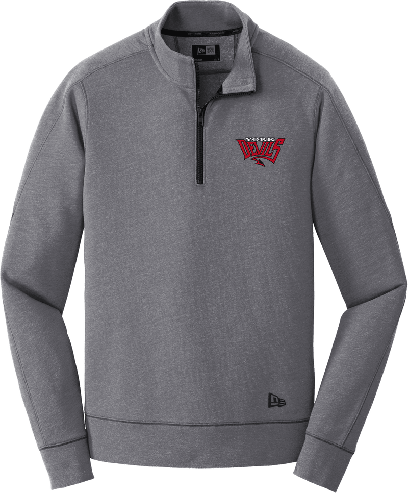 York Devils New Era Tri-Blend Fleece 1/4-Zip Pullover