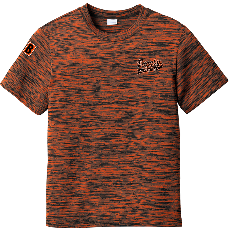 Biggby Coffee AAA Youth PosiCharge Electric Heather Tee